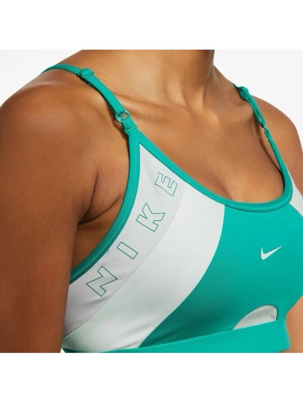 Nike Indy Sports Bra Womens XS Neptune Green Dri Fit Strappy Yoga Light Dri-FIT
